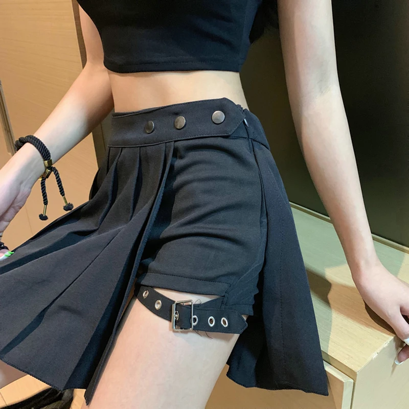 

New Harajuku 2021 Women Fashion Summer Skirt Plaid Mini Pleated Skirt Punk Gothic High Waist Female Short Skirts With Shorts