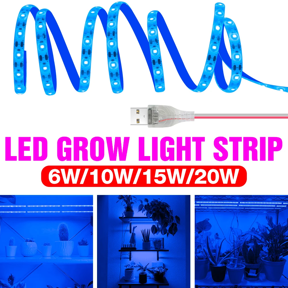 

Светодиодная лампа для растений, фитолампа полного спектра с USB, 5 в пост. Тока, 0,5 м, 1 м, 2 м, 3 м