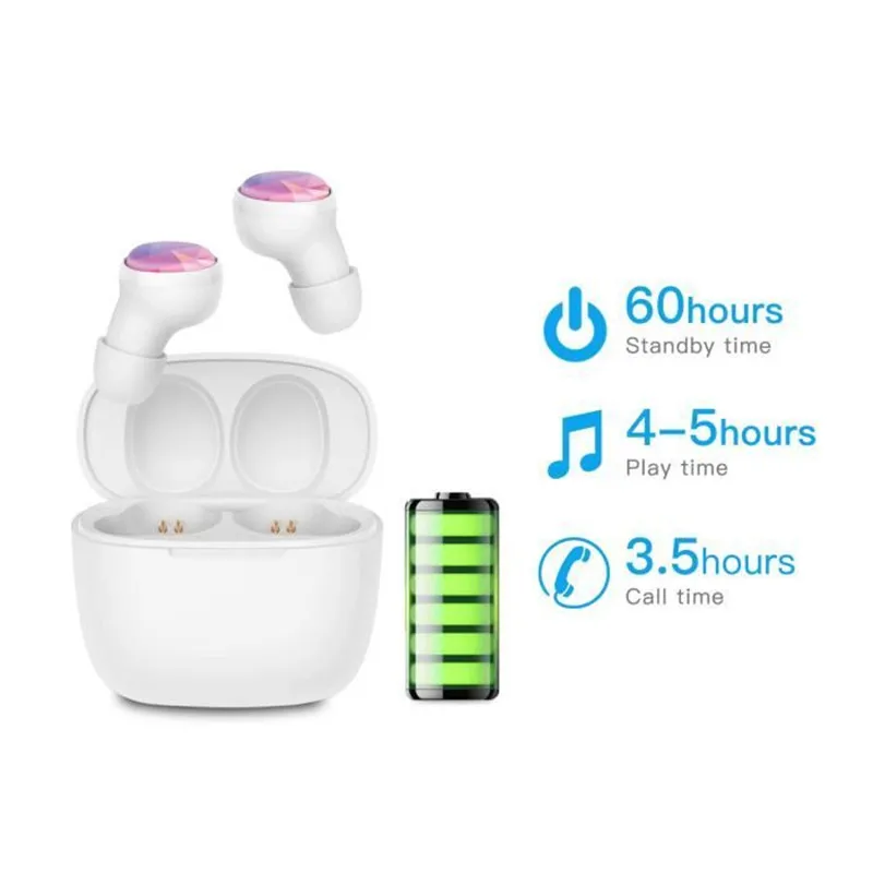 Wireless Earphone Earbuds Bluetooth 5.0 in-Ear Headset with Mic W Charging Base IPX6 Waterproof for Iphone 8 Samsung redmi note |