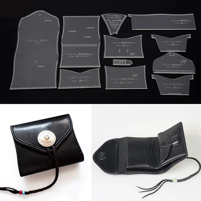 

DQB-03 короткий бумажник акриловый шаблон бумажник кожаный Узор Акриловый кожаный узор кожаные шаблоны для сумок