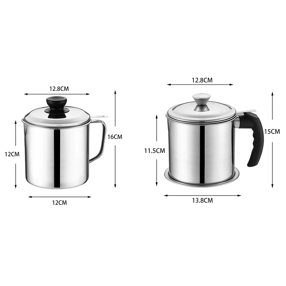 Stainless Steel Lard Tank 1.3L Oil Separator Large Capacity Cooking Storage Filter Pot Bottle with Dust Cover Kitchen Tools | Дом и сад