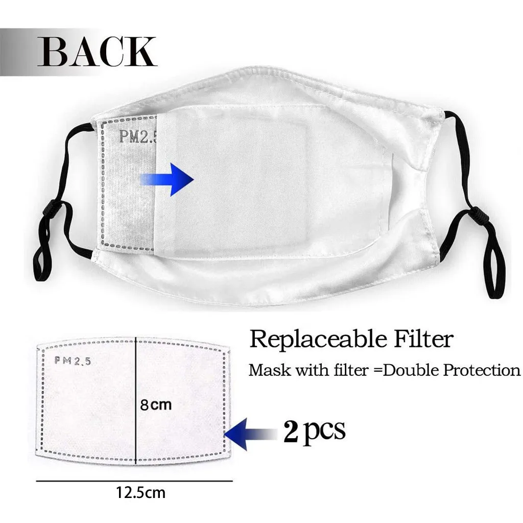 

1pc Washable Women Men Face Mask Christmas Print Breathable Protective Face Mask +2pcs Pm2.5 Activated Carbon Filter Mascarillas