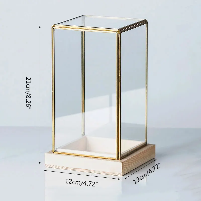 

Wooden Base Geometry Glass Flower European Glass Flower Room Porch Retro Glass Cover European Ornaments Living Room Decor