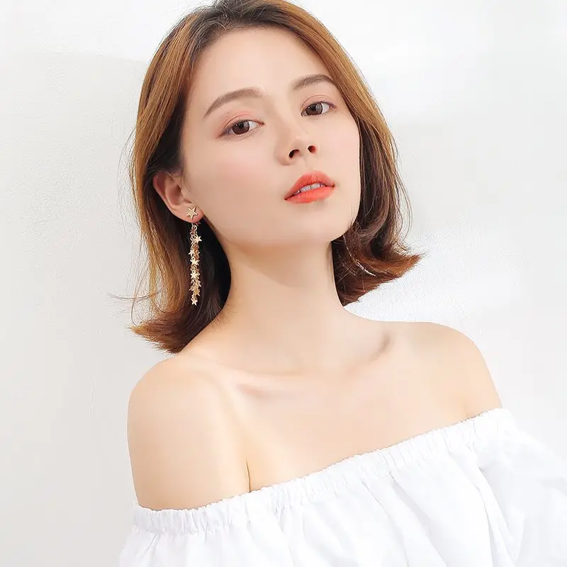 Преувеличенные металлические звезды серьги женские корейские темпераментные