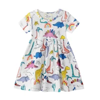 summer floral lovely dress for baby girl new dress dinosaur print cotton princess party dress kid clothes