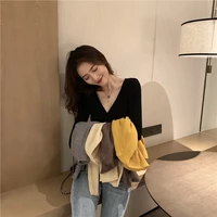 sexy cross v neck slim fit sweater spring and autumn new style korean fashion long sleeved blouse pullover base sweater women