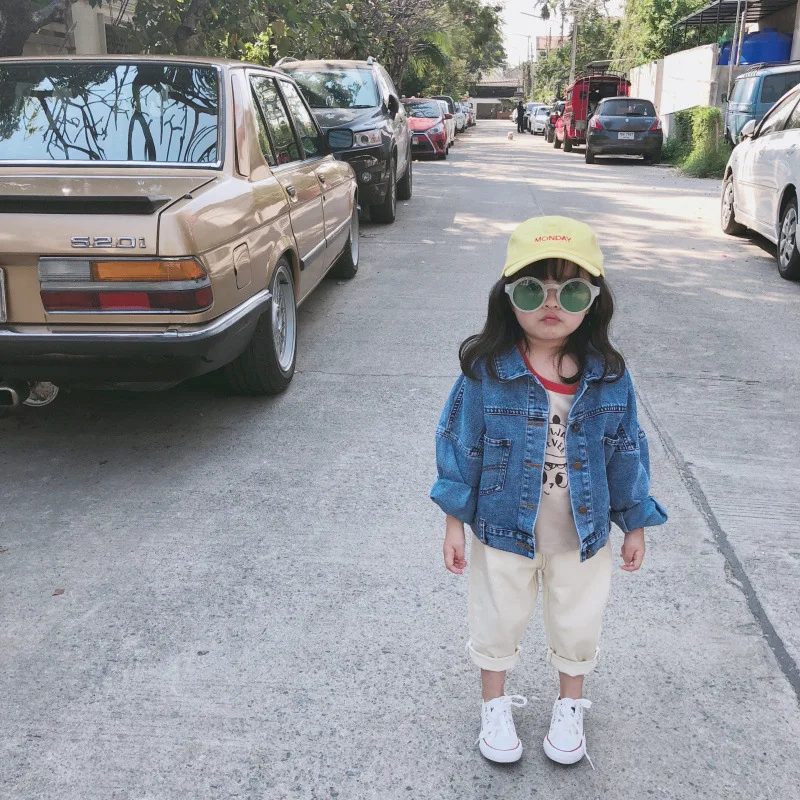 Куртка джинсовая короткая для мальчиков и девочек модная Свободная Повседневная