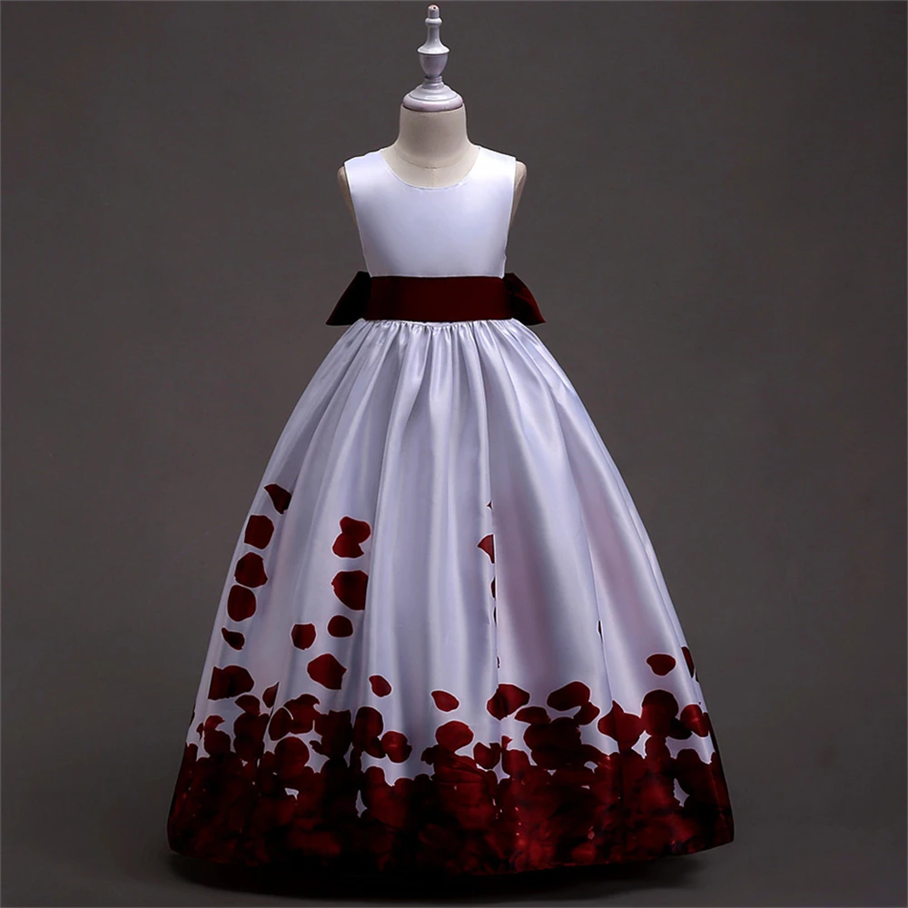 Children Communion Dresses for Kids Girls Princess Graduation Gowns Teenger Formal Flower Printed Wedding Ceremony |