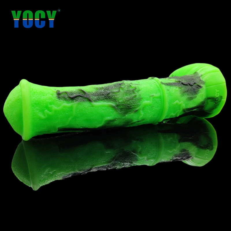YOCY Giant Animal Dildo Thick 6.4cm Silicon Toy Women Masturbation Butt Plug Ass Dildos Texture Black Green Art Sex Toy For Men