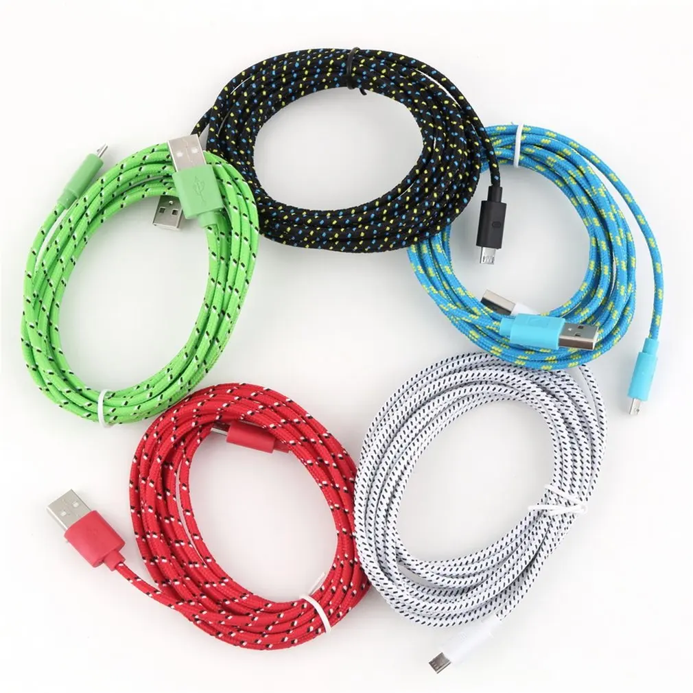 

3Meter 10ft Braided Wire Micro USB Cable Sync Nylon Woven Charger Cords Suitable For Samsung Galaxy S3 S4 S6