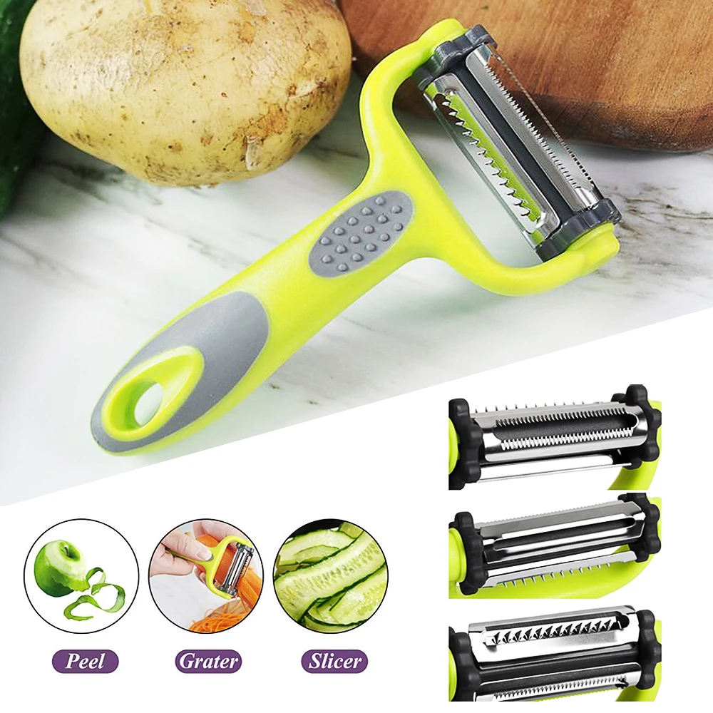 

1Pcs 3 in 1 Julienne Vegetable Peeler - Citrus Fruit Peeler for Orange Lemon Cocktails - Carrot and Potato Peeler