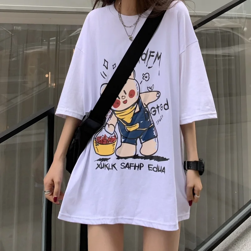 

Летняя Новинка, женская одежда в стиле Харадзюку, подходящие ко всему трендовые топы, футболки в стиле оверсайз с принтом в уличном стиле и к...