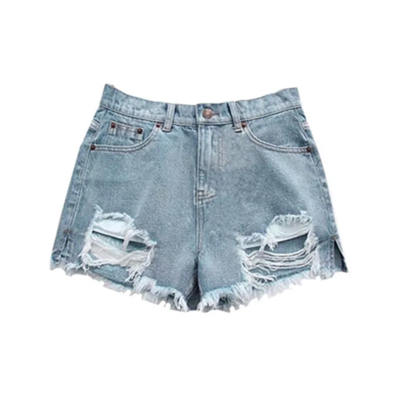 

Genayooa Summer Jean Shorts For Women 2020 Streetwear High Waist Denim Shorts Sexy Split Blue Jean Shorts Ripped Hole Fashion