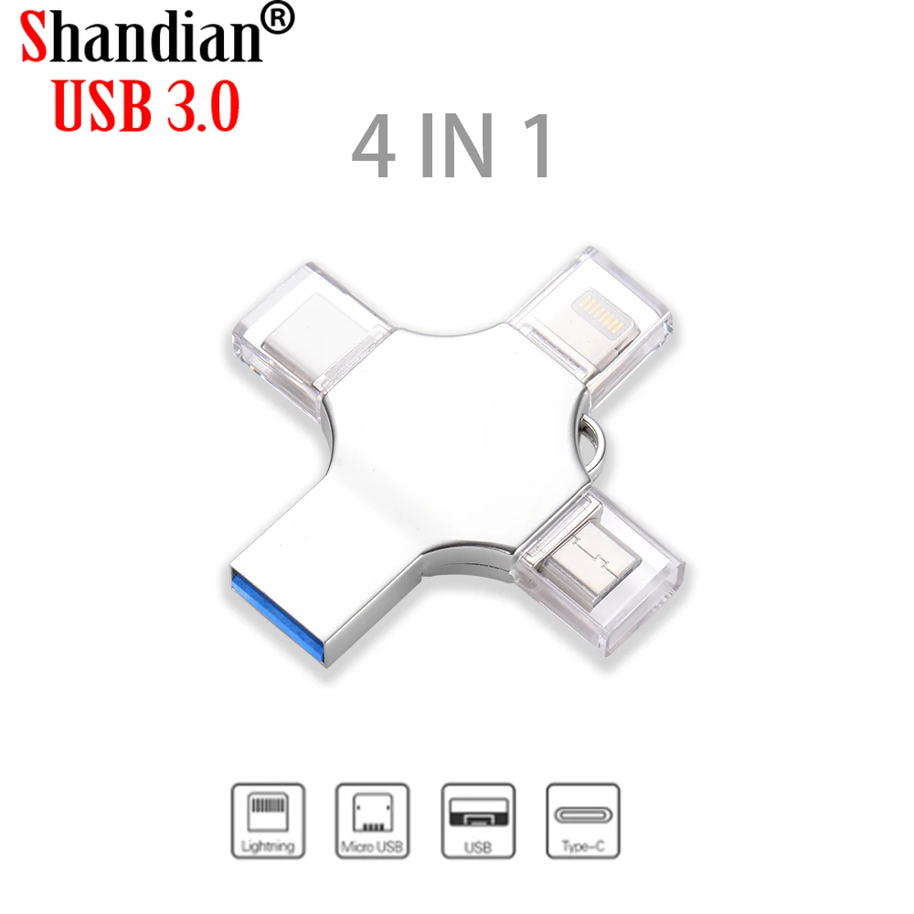 

Флеш-накопитель USB Type-c OTG 4 в 1, флешка 3,0 для Iphone, ipad, Android, 16 ГБ, 32 ГБ, 64 ГБ, 128 ГБ, 256 ГБ
