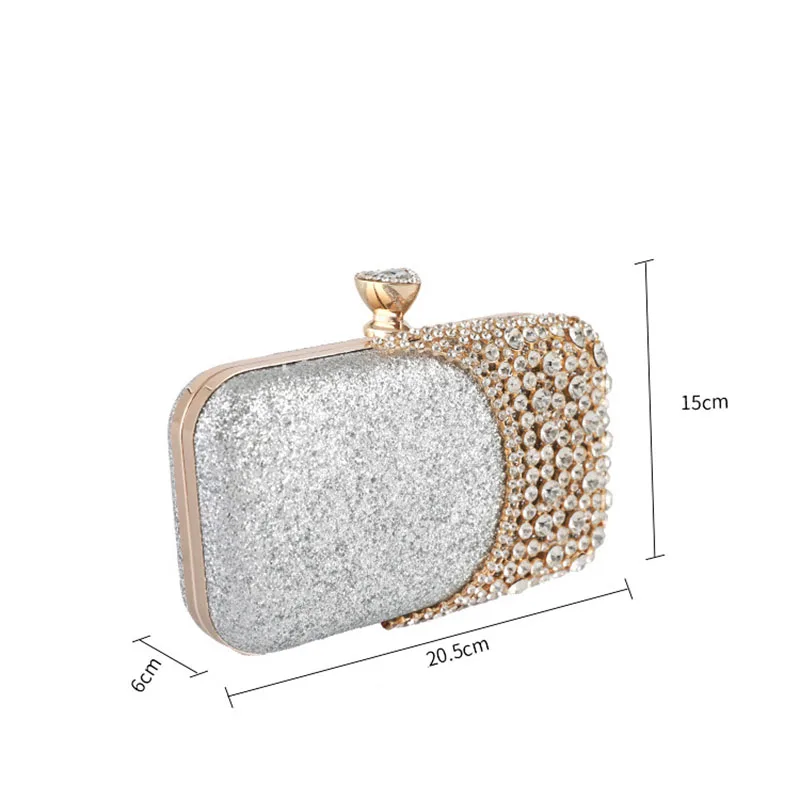 Женская вечерняя сумка клатч свадебные блестящие сумочки с металлическим бантом