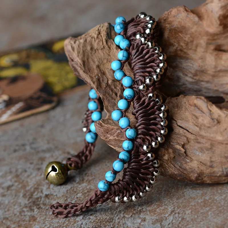 Плетеный браслет с камнями ручной работы синий новый роскошный латунный