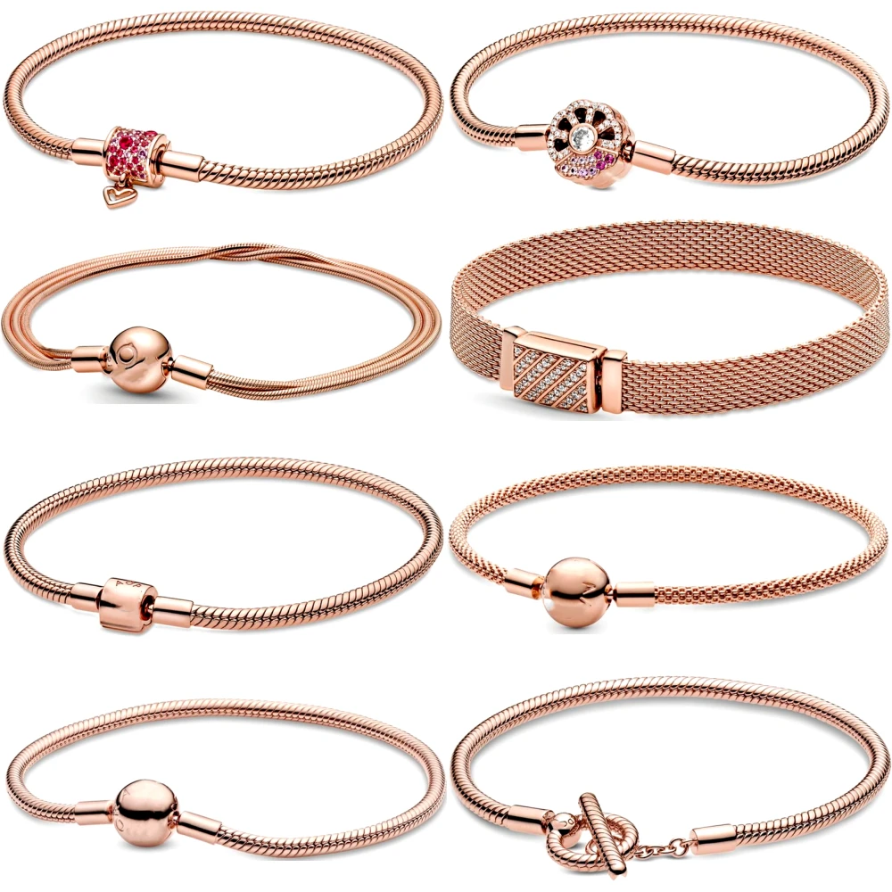 

925 silver ladies heart-shaped basic chain is suitable for original charm snake bone bracelet DIY jewelry making pink new style