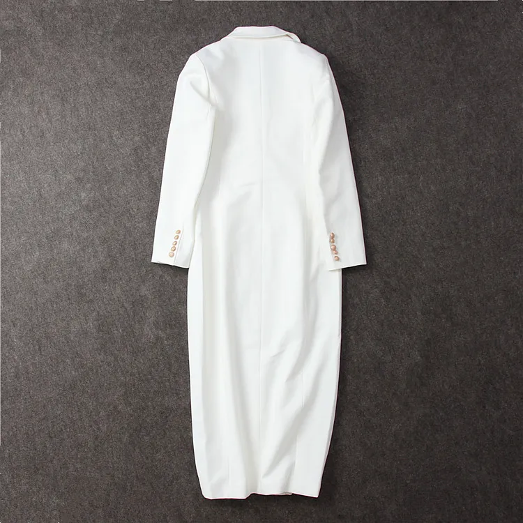 Осень 2020 сексуальный новый щелевой белый Блейзер Женский двубортный золотистый