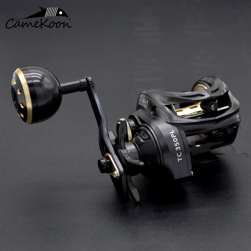 CAMEKOON Size 350 Low Profile Baitcasting Reel with Extra Dual Handle 15KG Drag 9+1 Bearings Carbon Body Saltwater Jigging Coil enlarge