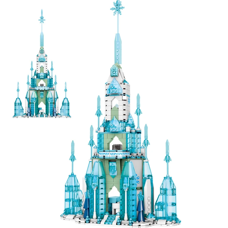 NEW 2021 Disney The Magical Ice Castle Frozen Palace Building Blocks Kit Bricks Classic Cartoon Movie Model Kids Girl Toys Gift