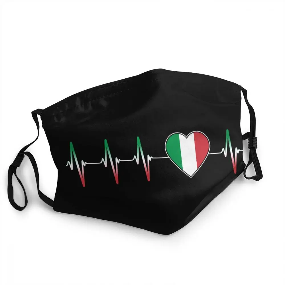 

Men Women Italian Heartbeat Italy Flag Mask for Face Dustproof Protection Cover Respirator Reusable Mouth Muffle