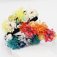 new 2021 bling diamond rhinestone crystal flower headband luxury colorful floral hairband for women winter hair accessories