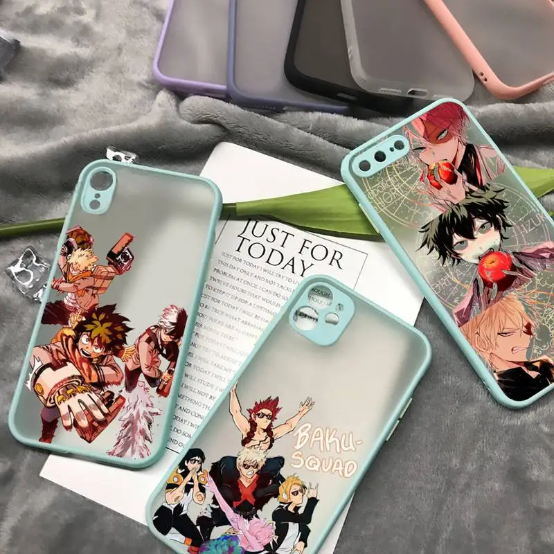 

Anime My Hero Academia Phone Case matte transparent For iphone 7 8 11 12 plus mini x xs xr pro max cover