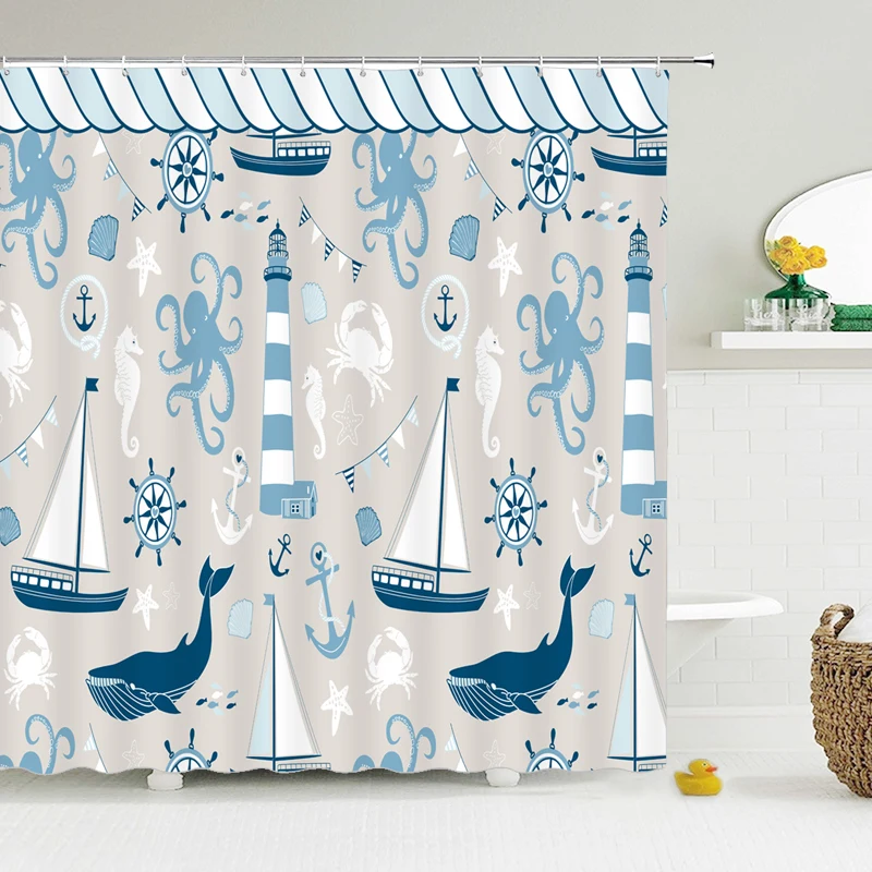 Мультяшная детская занавеска для душа водонепроницаемая ванной мальчика