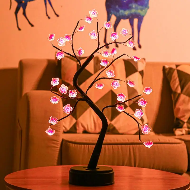 

Cherry Blossom Tree Lamp LED Warm Light Decoration Girl Heart Table Lamp Battery USB Universal Holiday Lamp Indoor Lighting
