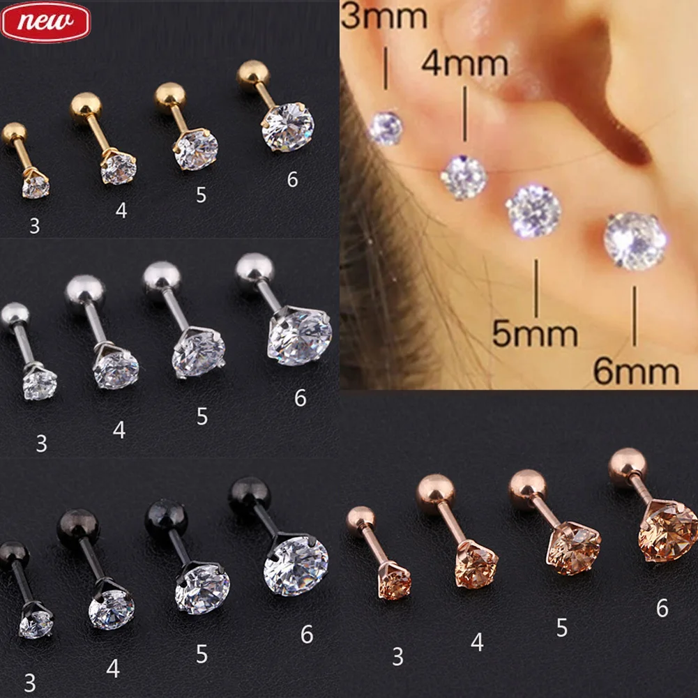 

Новые Медицинские серьги из нержавеющей стали с кристаллами циркония для женщин/бриллиантовые серьги для пирсинга хрящевой ткани ювелирны...