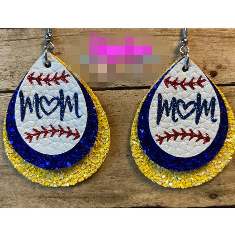 

Custom Triple Layer Baseball Mom Earrings
