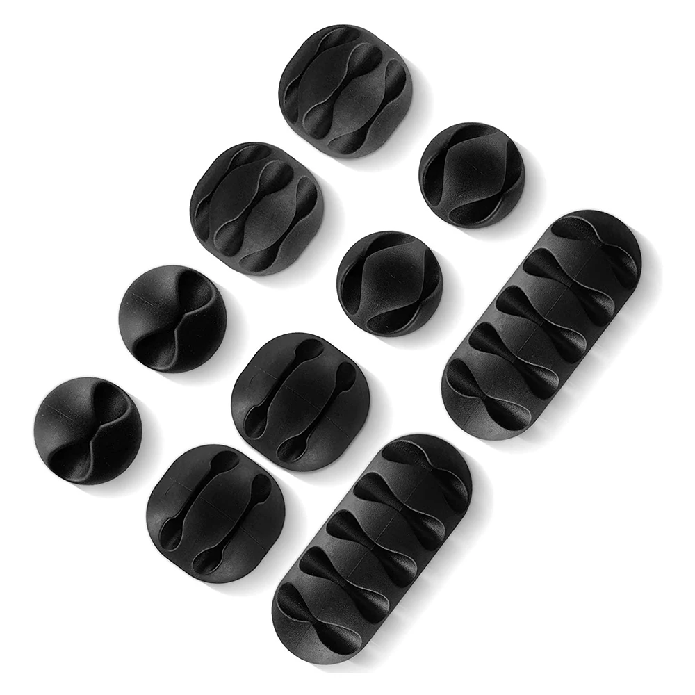 

10PCS Cable Clips Silicone USB Cable Organizer Multipurpose Cord Holder Self-Adhesive Cord Management Earphone Wire Organizers