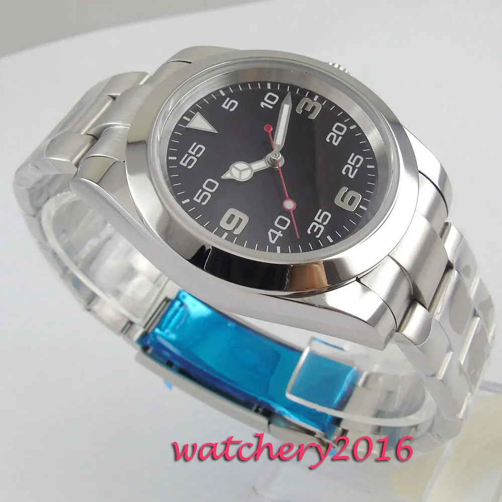 40 мм черный циферблат сапфировое стекло полированные светящиеся отметки Miyota 8215