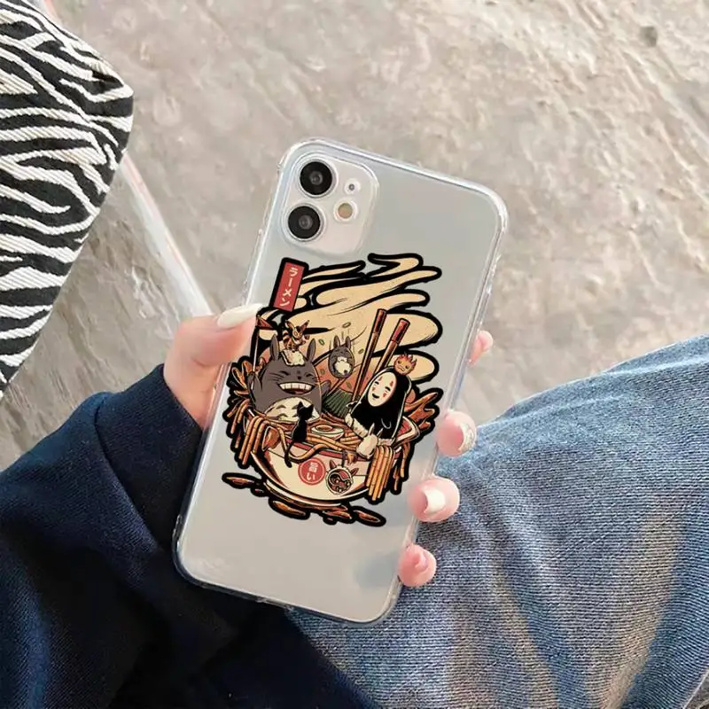 

Cute Totoro Spirited Away Ghibli Anime Phone Case Transparent for iPhone 11 12 mini pro XS MAX 6 6S 8 7 Plus X 5S SE 2020 XR