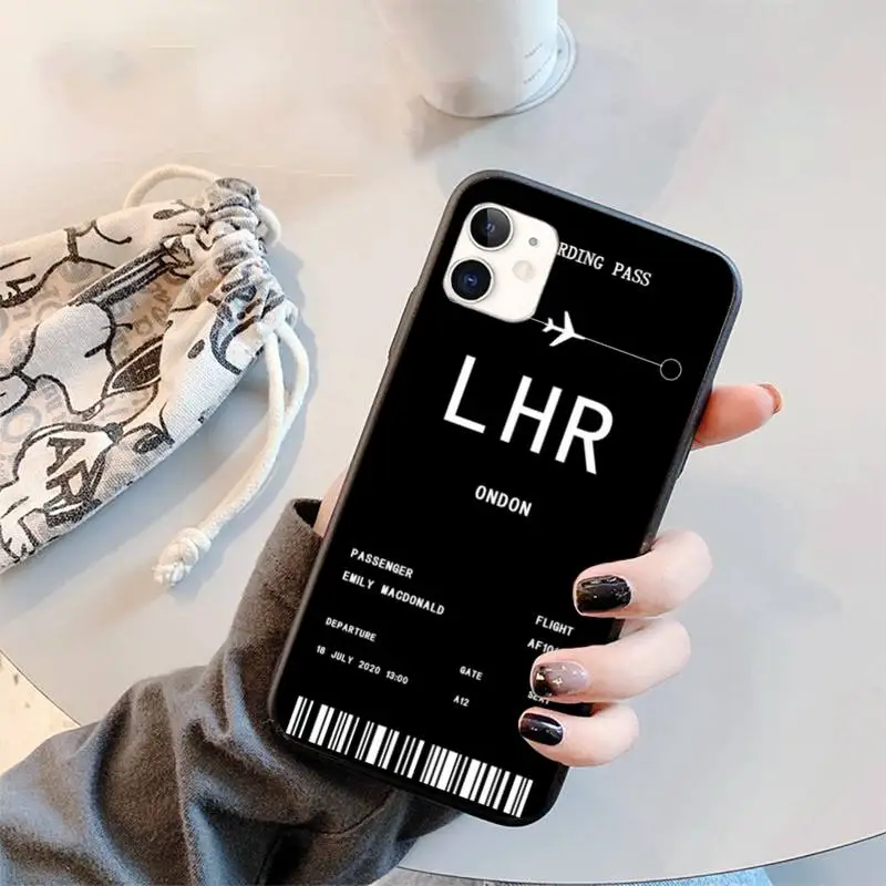 

Personalised Plane Ticket Phone Case for iPhone 11 12 mini pro XS MAX 8 7 6 6S Plus X 5S SE 2020 XR