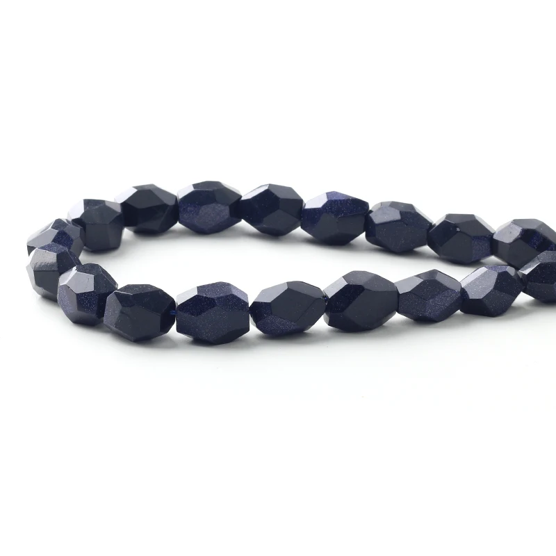 

Wholesale Natural Stone Faceted Blue SandStone Oval Loose Beads 15" Strand 10*20mm Size For Jewelry Making DIY Accessories