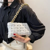 weave envelope design small chain crossbody bags for women trend pu leather armpit shoulder handbags and purses