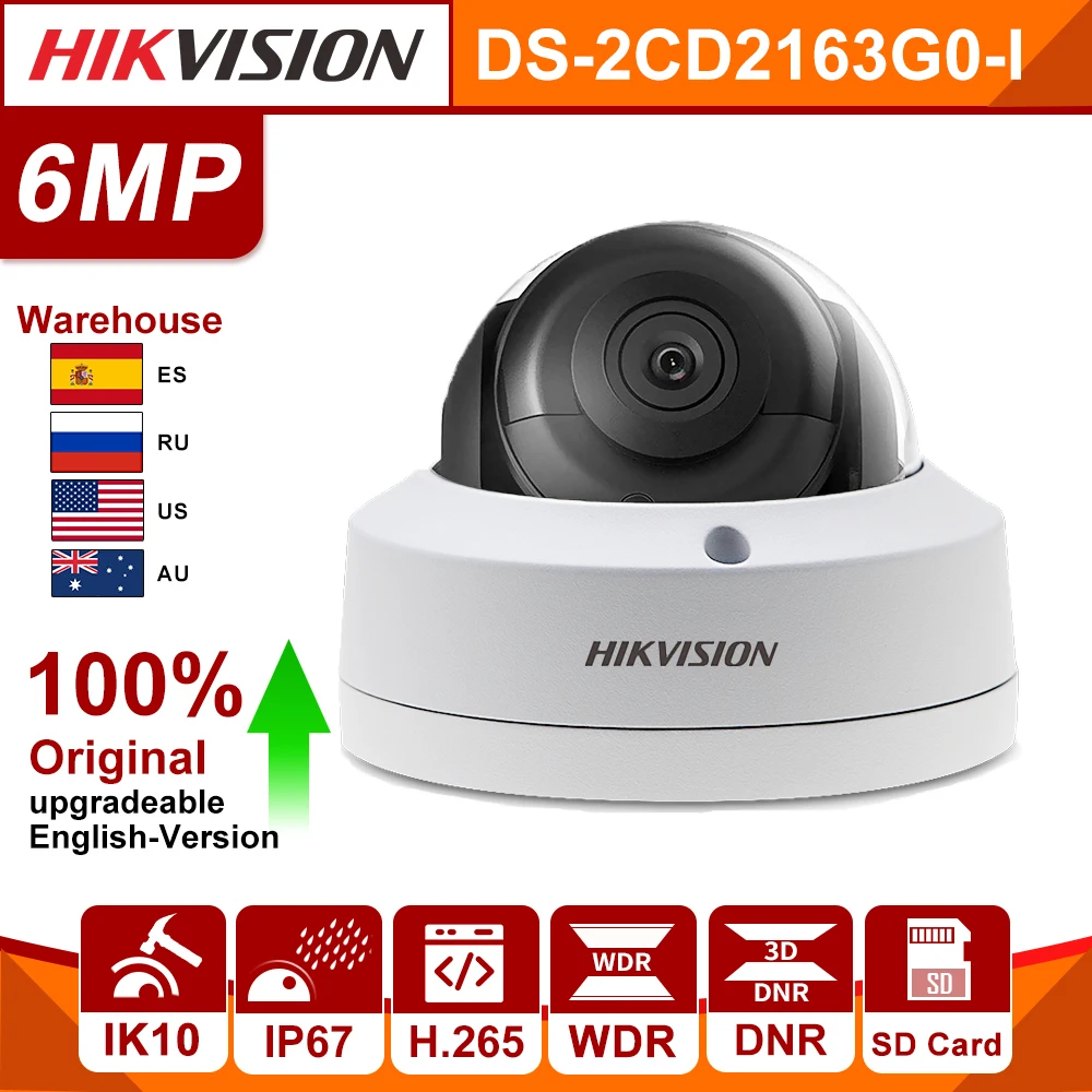 Hikvision оригинальная 6Mp IP камера DS 2CD2163G0 I мини купольная сетевая sd карта CCTV