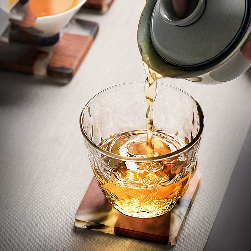 Taza de cristal de estilo japon&eacute;s para beber, vaso de whisky hecho a mano con patr&oacute;n de martillo grueso, vaso de bebida para beber, vaso para degustaci&oacute;n de vinos-2