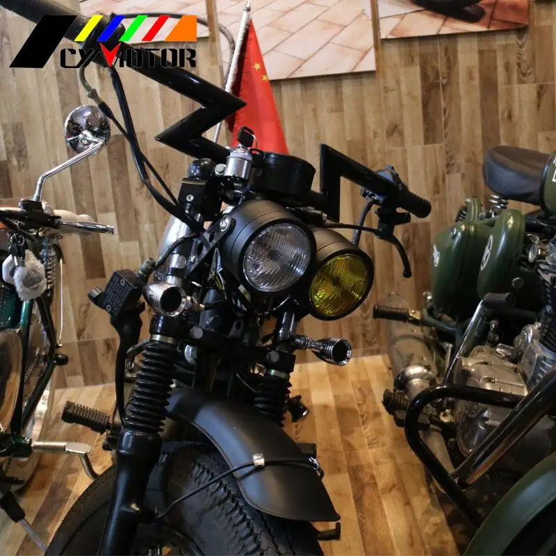 Мотоциклетная двойная передняя фара для Harley Davidson Dual Sport Chopper Bobber Softail Bad Boy Honda Universal