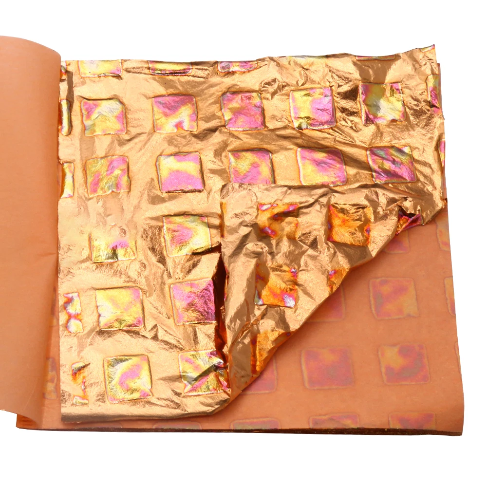 Золотые листы с различными листьями медная фольга Красного цвета 14 х14 см