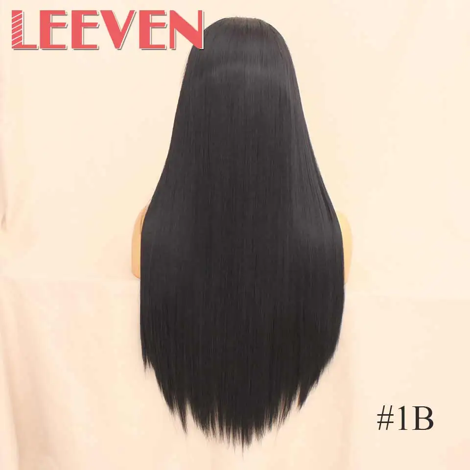 Leeven, 14 дюймов, короткий Боб, кружевные передние парики, розовый, 613 блонд, черные парики, синтетические, шелковистые, прямые волосы, парик для женщин - Цвет: # 1B