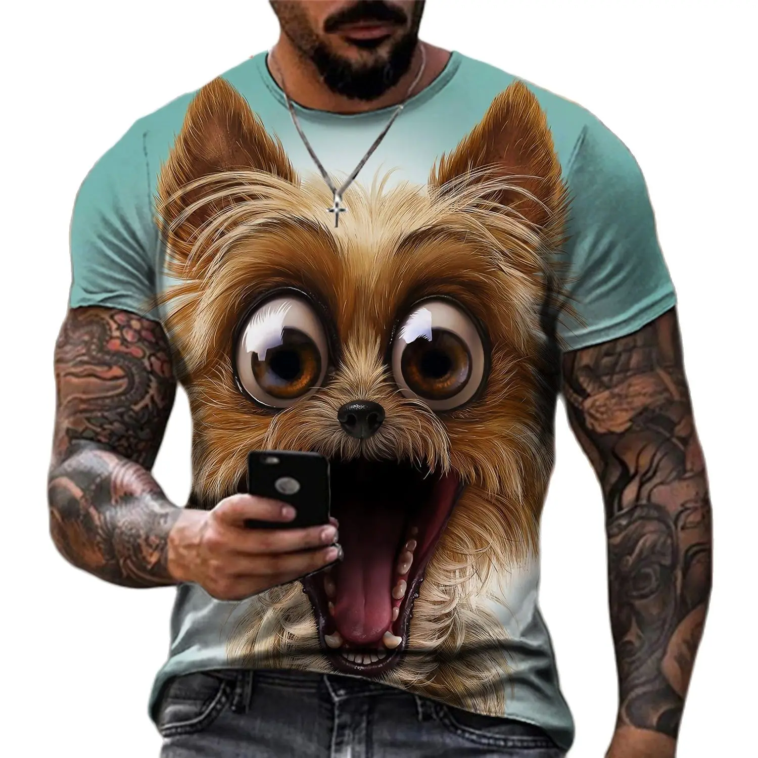 

2022 Cute Animal Dog 3d Printed Short Sleeve Cool T Shirt Casual Short Sleeve Tee Shirts