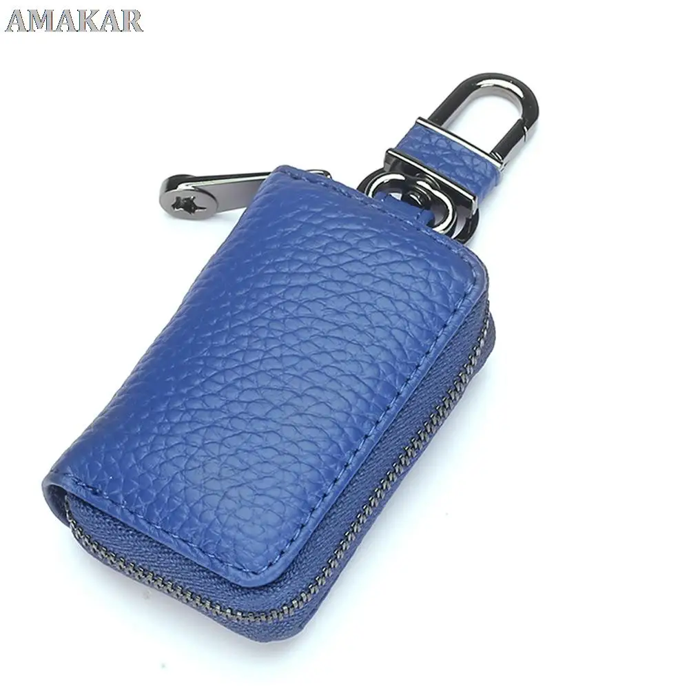 

Fashion Genuine Leather Car Key Holders Men Key Organizer Housekeeper Covers Women Cute Zipper Key Case For Car Gift
