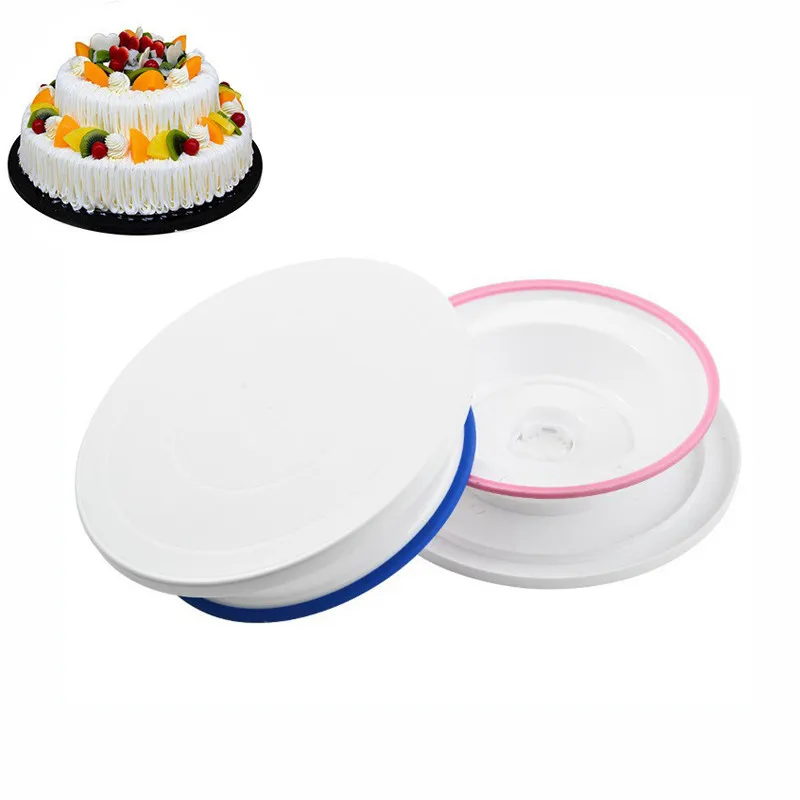 

28cm Plastic Cake Rotary Table Turntable Rotating Cake Dough Pastry Pan DIY Decoration Cream Stand Anti Skid Baking Tool