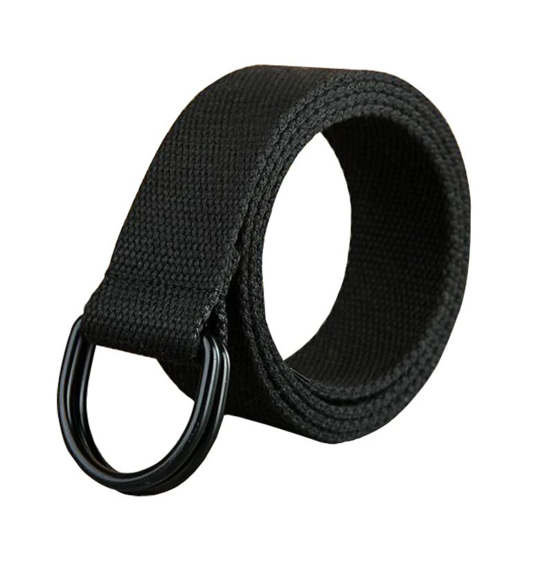 Fashion Hot Sale Solid 130 Casual Unisex Canvas Fabric Belt Strap D Ring Buckle Webbing Waist Band