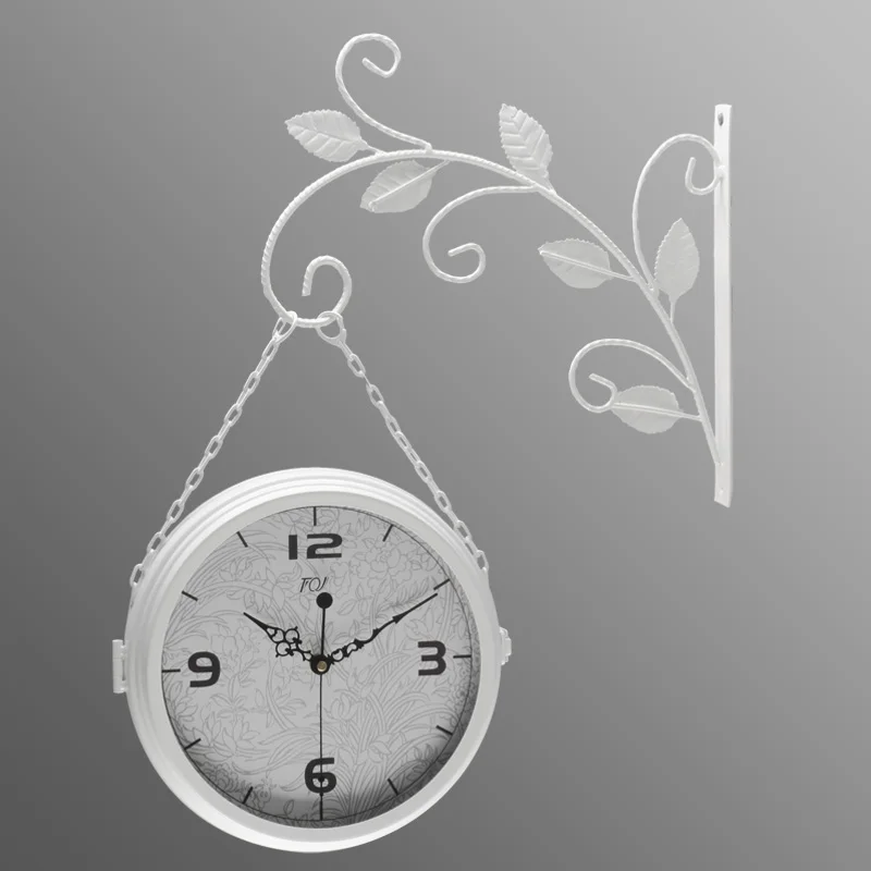 

Double Sided Vintage Wall Clock Simple Quartz Large Retro Wall Clock European Style Metal Relogio Cozinha Home Decoration SS50WC