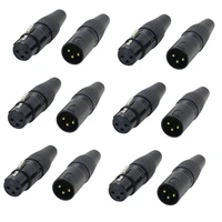 20pcs gold 3pin xlr connector male to female microphone extension cable plug audio socket mic audio connector light connector