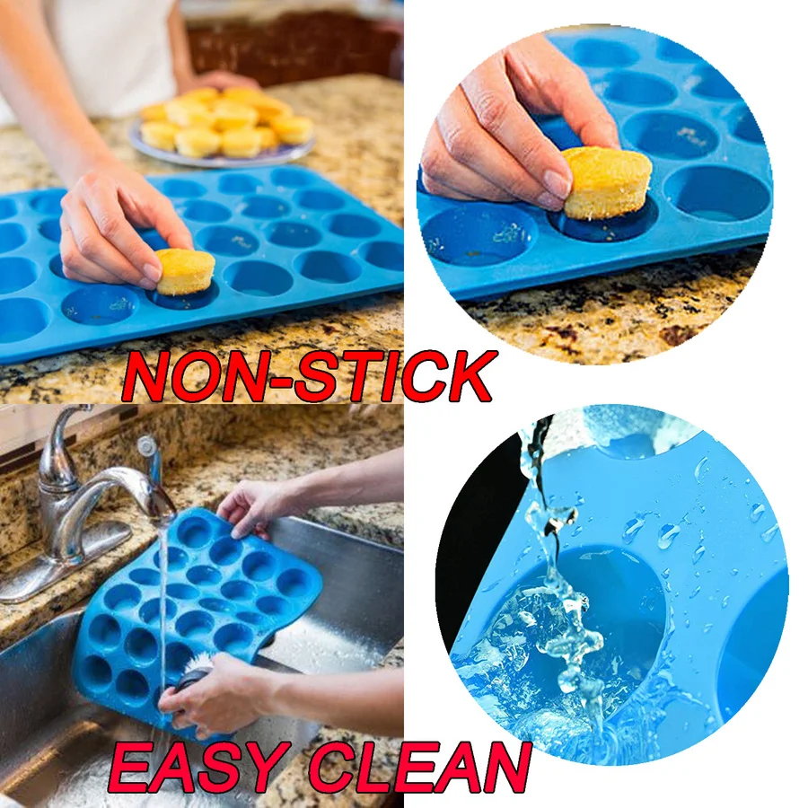 24 Мини-Сковорода для кексов силиконовая форма торта инструменты подложки формы