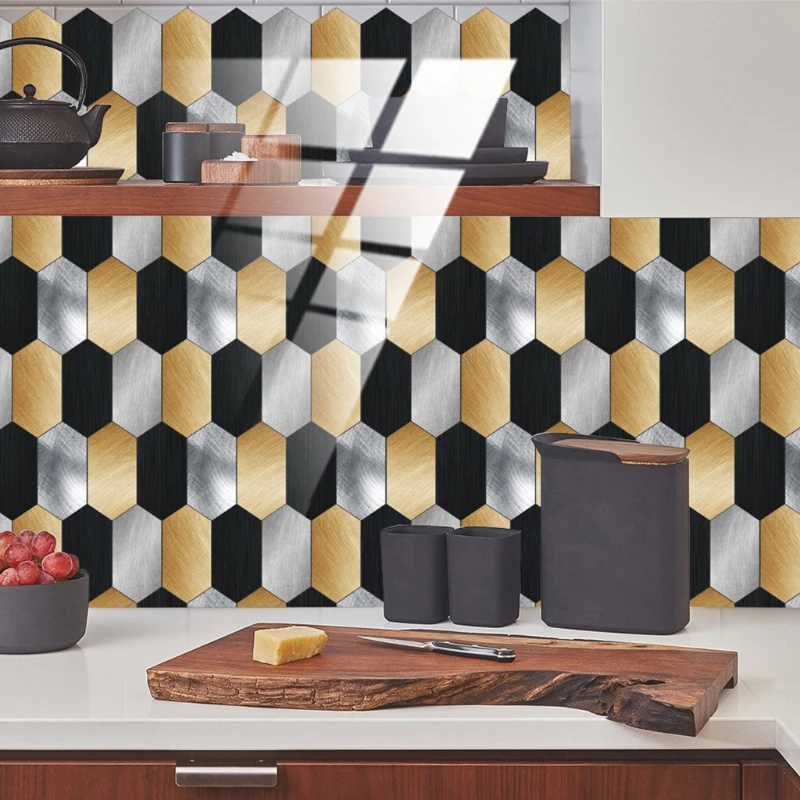 12 Sheets Self-Adhesive Kitchen Backsplash Home Renovation Decorative Tiles Oil-proof PVC Mosaics for Bathroom Simple Wall | Дом и сад